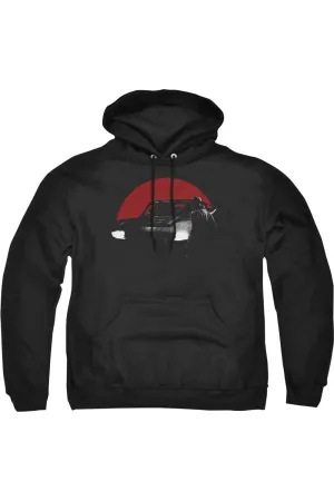 The Batman Red Moon And Batmobile Adult Pull Over Hoodie / Hooded Sweatshirt