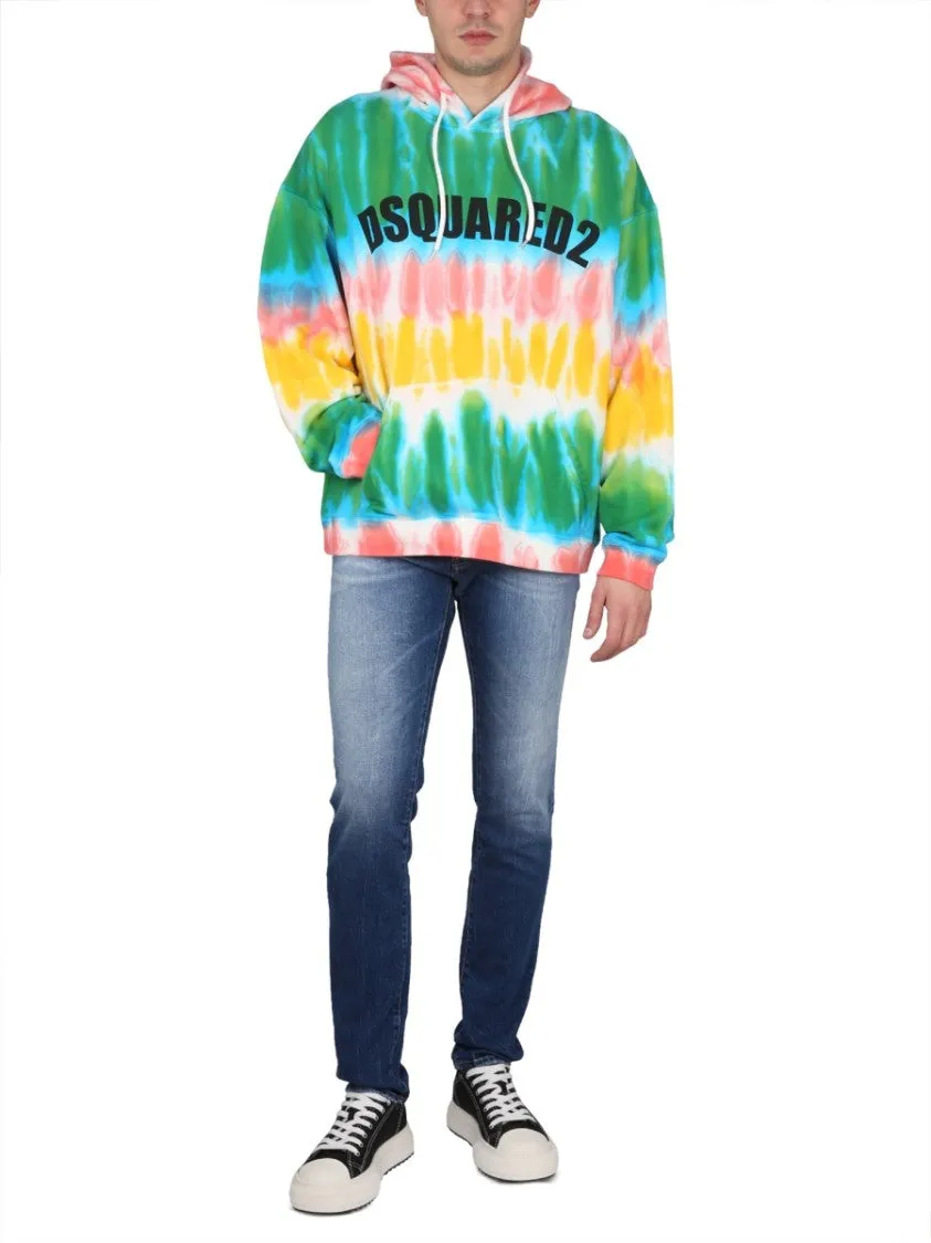 Tie-Dye Hoodie With Striking Logo Design
