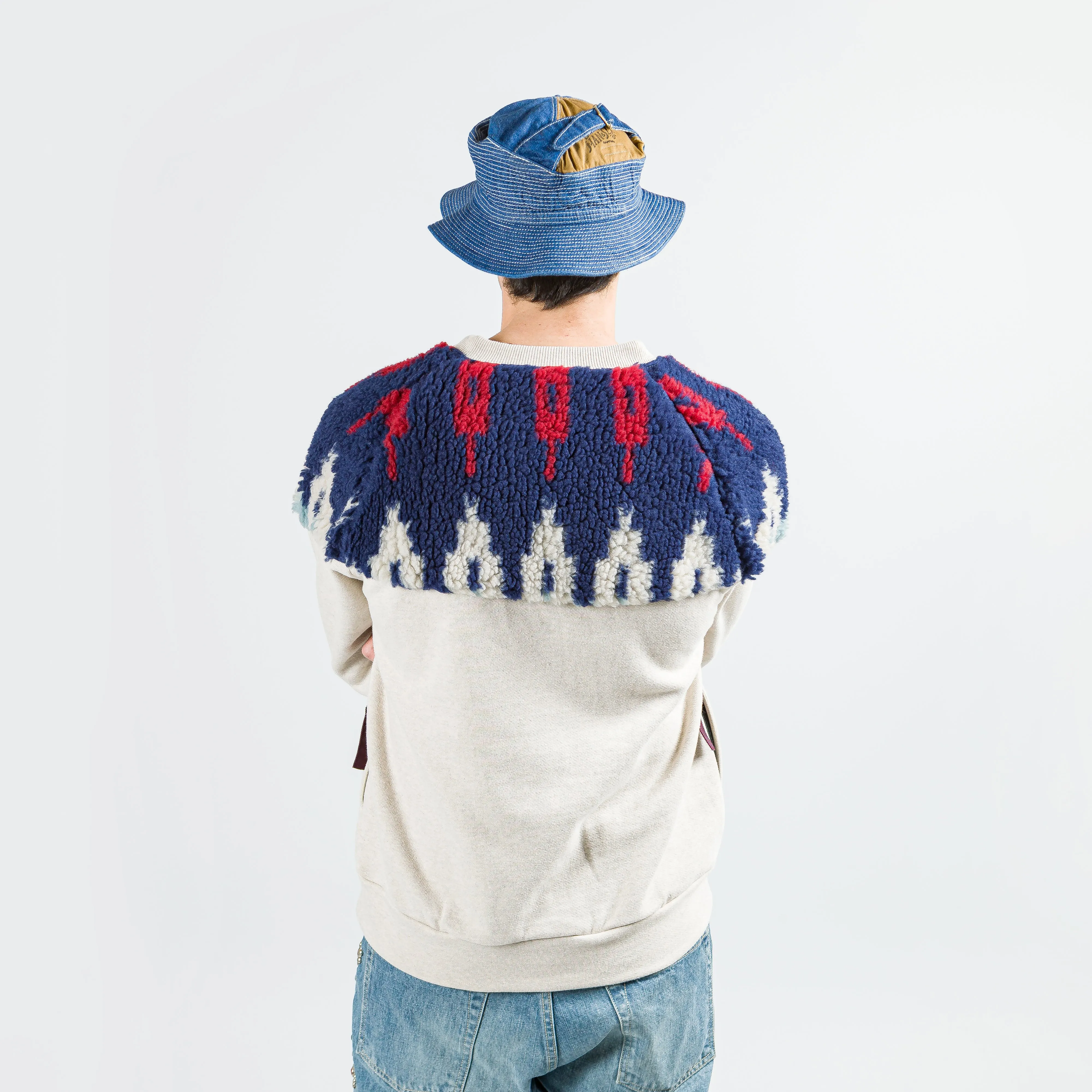 TOP Fleece Knit x BOA Fleece NORDIC SWT - Navy/Red