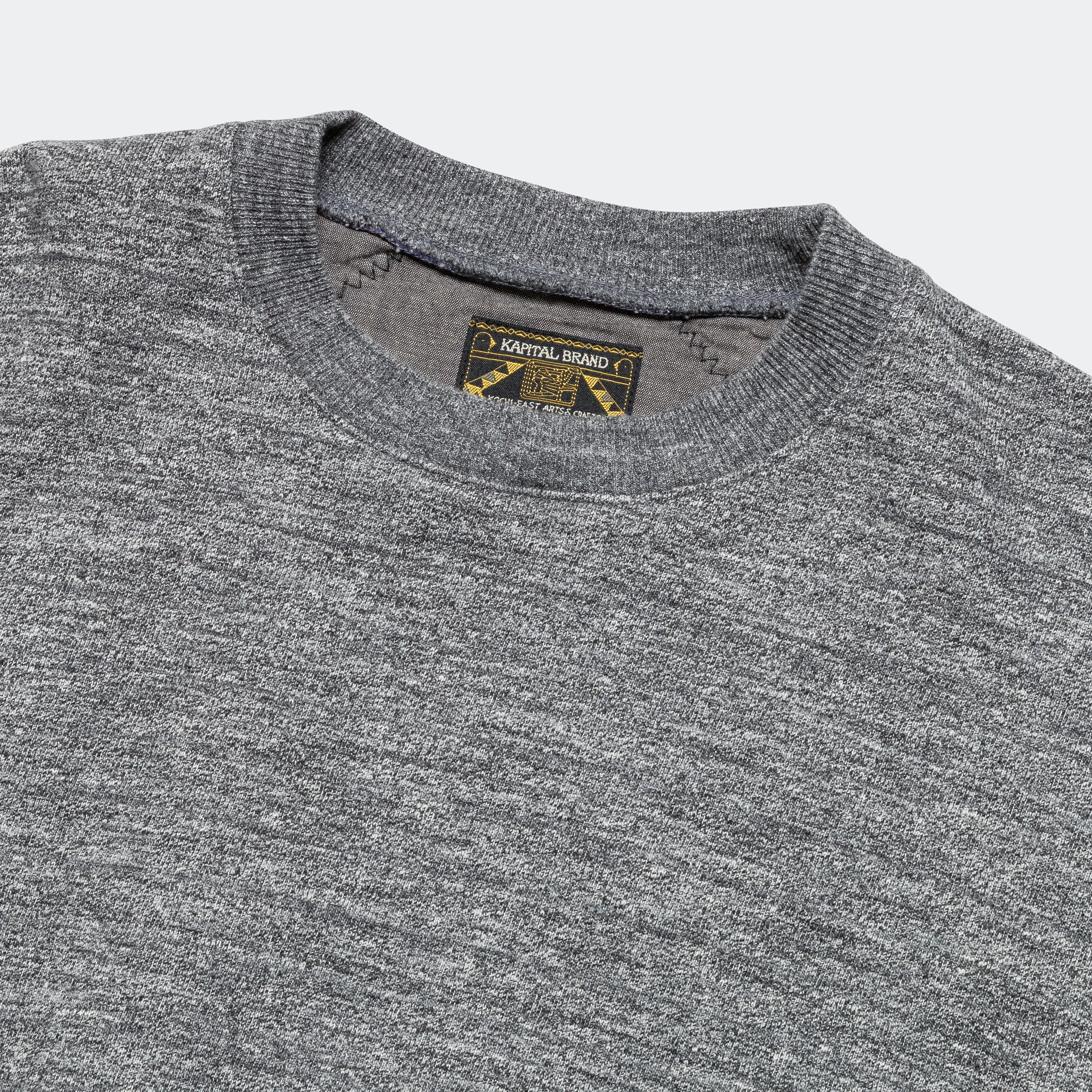 TOP SWT Knit x YABANE Quilt 2TONES BIG SWT - Charcoal/Black
