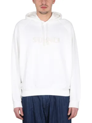 White Drawstring Hood Sweatshirt