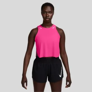 Womens Dri-FIT ADV AeroSwift Cropped Running Tank Top - Hyper Pink