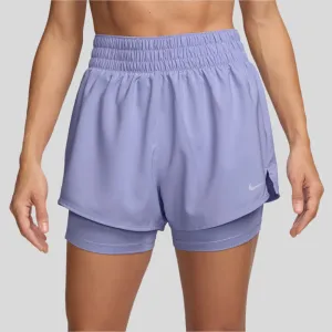 Womens Dri-FIT High-Waisted 3 Inch 2-in-1 Shorts - Lilac Ice/Reflective Silver