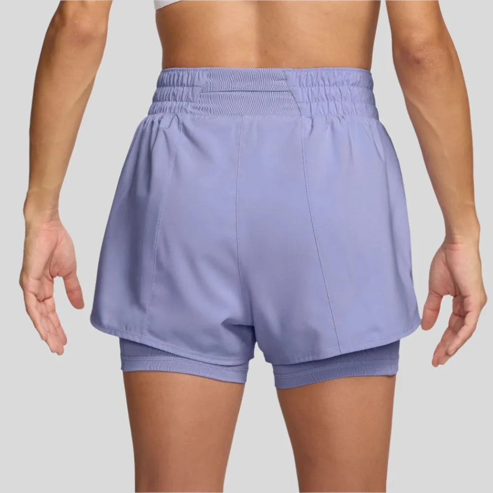 Womens Dri-FIT High-Waisted 3 Inch 2-in-1 Shorts - Lilac Ice/Reflective Silver