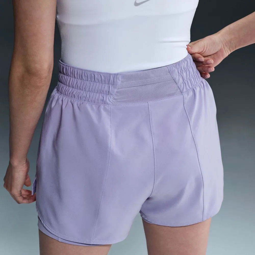 Womens Dri-FIT High-Waisted 3 Inch 2-in-1 Shorts - Lilac Ice/Reflective Silver