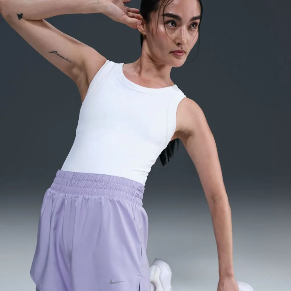 Womens Dri-FIT High-Waisted 3 Inch 2-in-1 Shorts - Lilac Ice/Reflective Silver