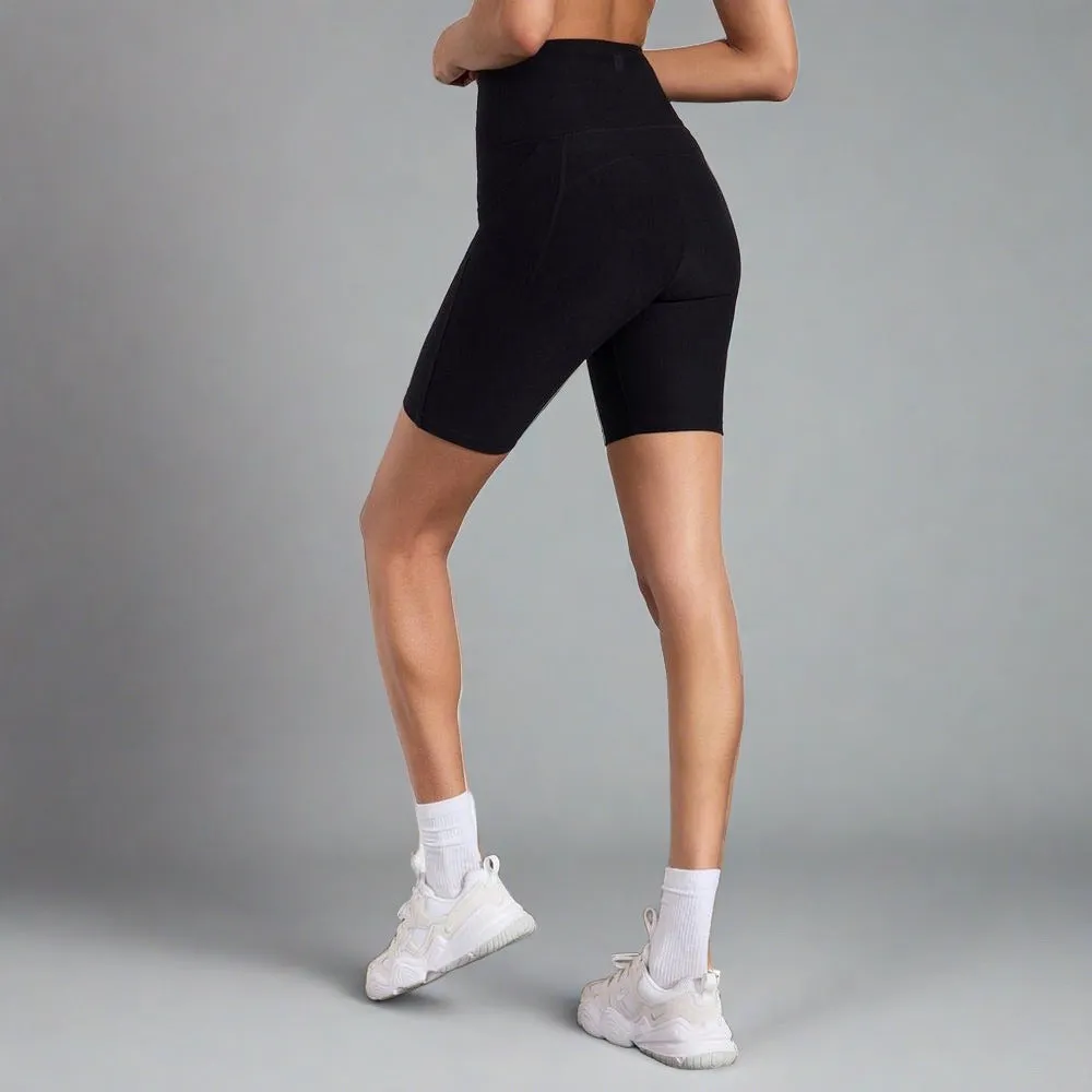 Womens Explore High-Rise Side Pocket 8 Inch Peached Short - Black