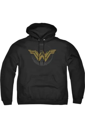 Wonder Woman Movie Distressed Logo Adult Pull Over Hoodie / Hooded Sweatshirt