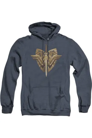 Wonder Woman Movie Sword Emblem Adult Heather Hoodie / Hooded Sweatshirt