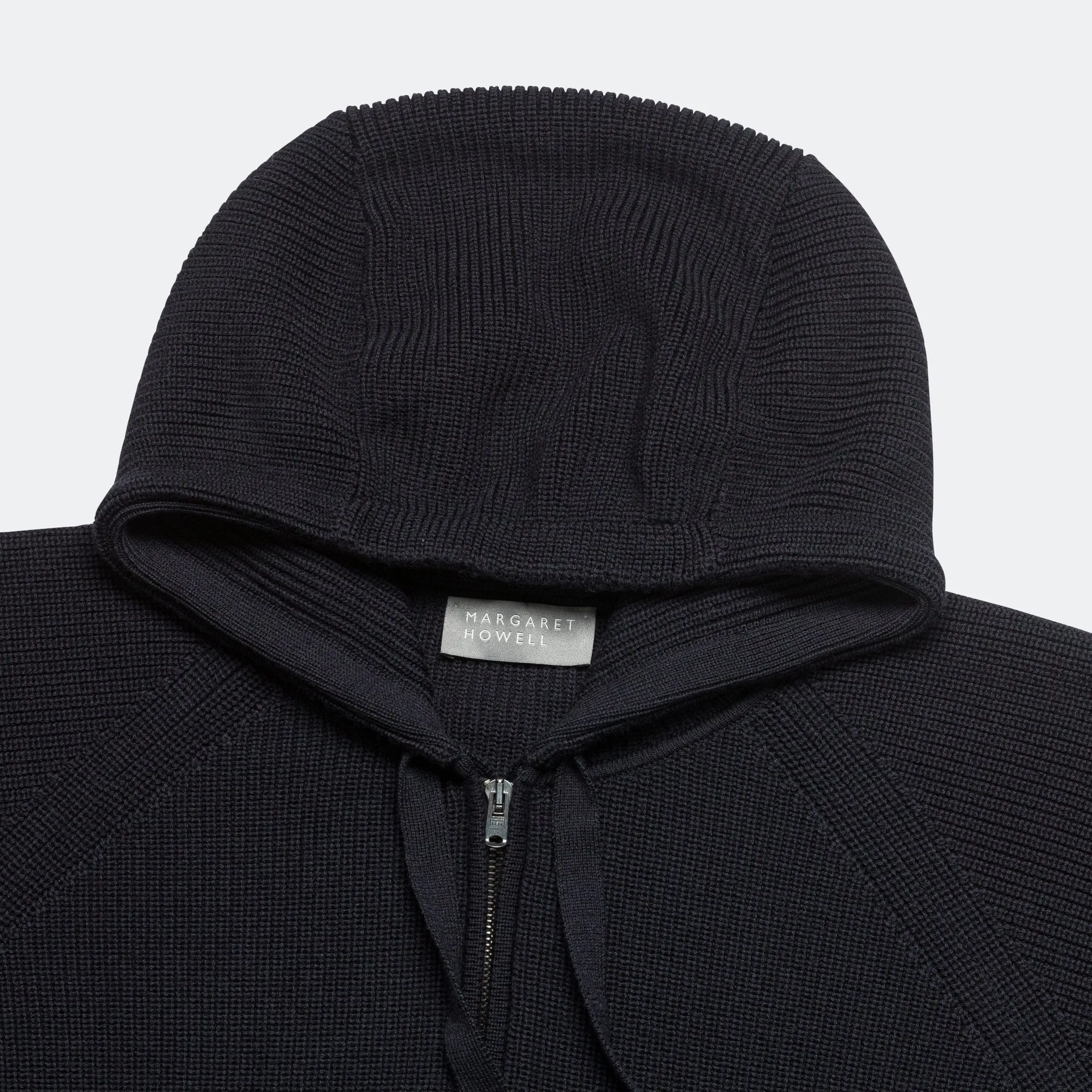 Zip Through Hoodie - Extrafine Merino Wool Ink