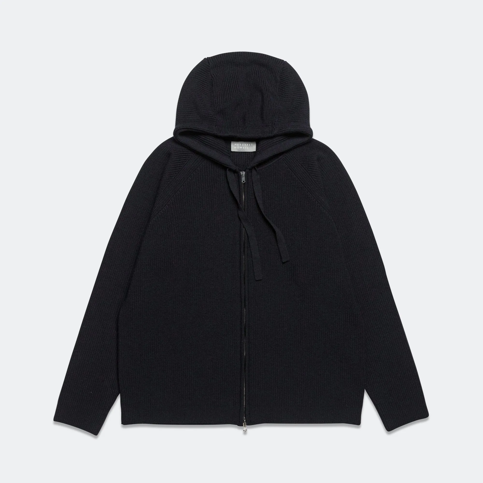 Zip Through Hoodie - Extrafine Merino Wool Ink