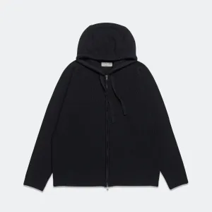 Zip Through Hoodie - Extrafine Merino Wool Ink