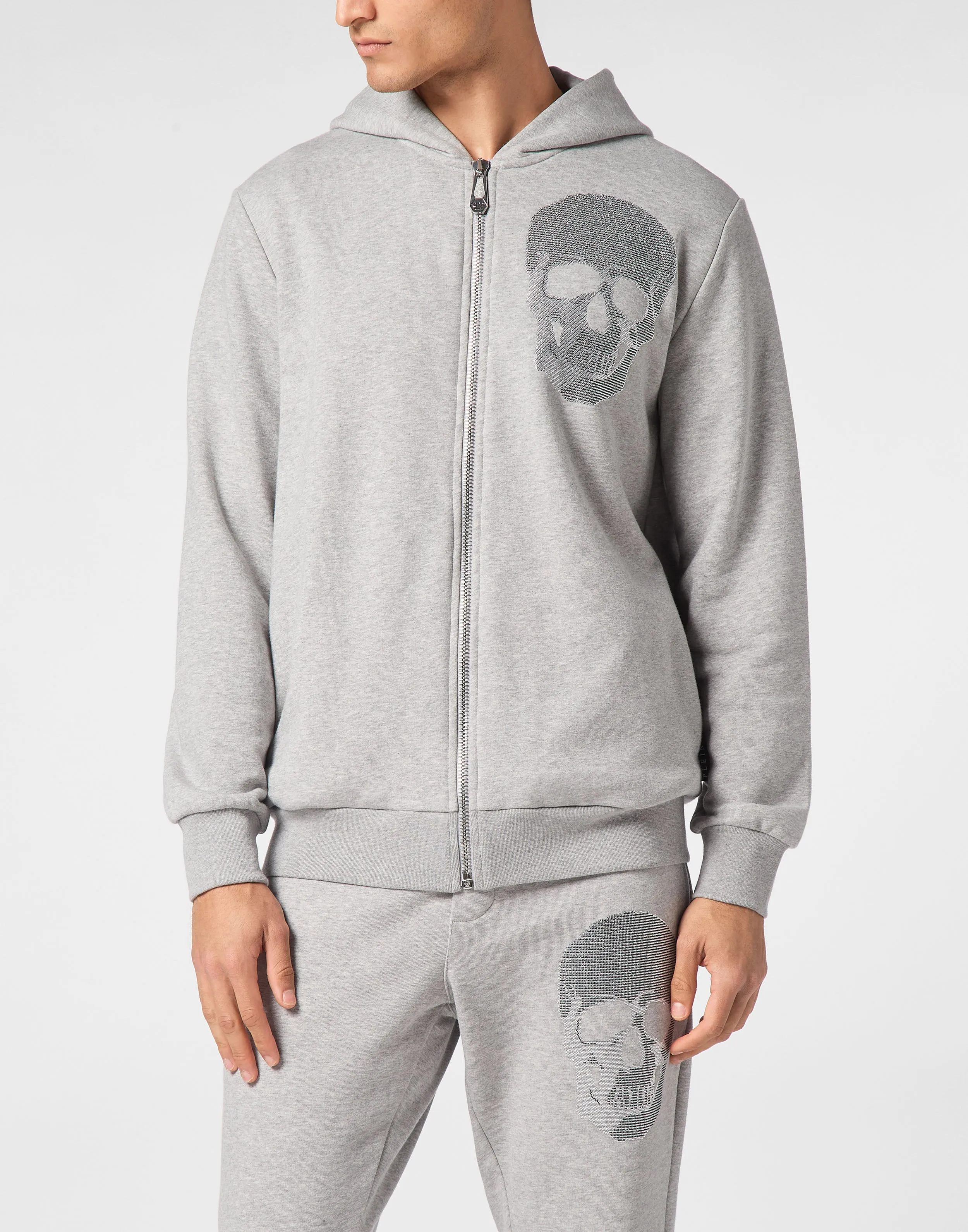 Zipped Hoodie Sweatshirt Skull strass