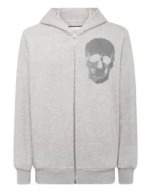 Zipped Hoodie Sweatshirt Skull strass